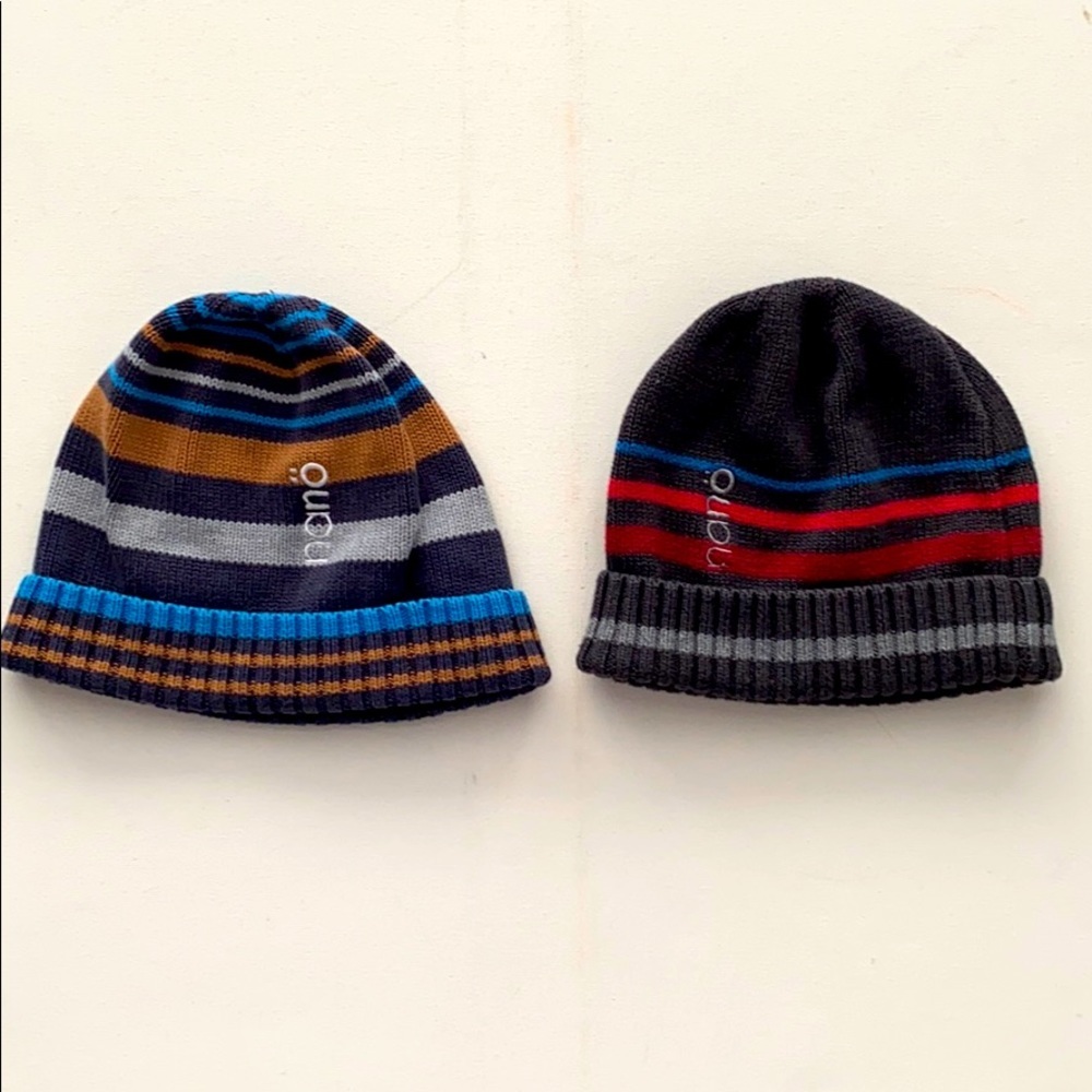 Nano Set  of 2 Boy Toddler Knit Hats Cotton
